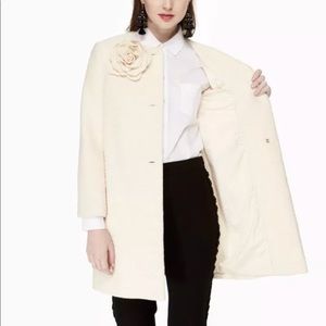 KATE SPADE Tweed Corsage Black Coat